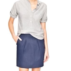 J. Crew Navy Flare Mini Skirt with Zipper 04235 100% Cotton Preppy size 2